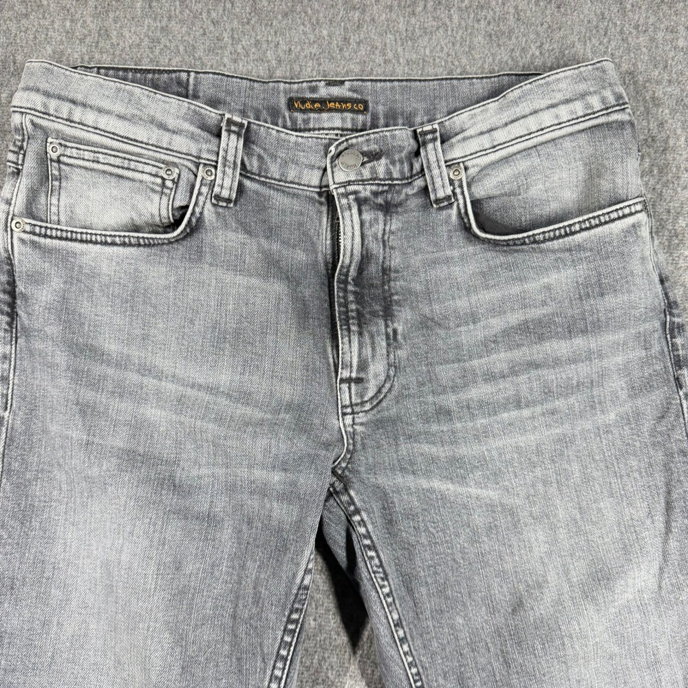 Nudie Jeans Co Lean Dean Grey Slim Tapered Jeans Womens 32X36 Grey Wash Denim - Picture 2 of 13